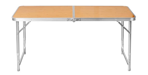 Front view of folding camping table isolated on white